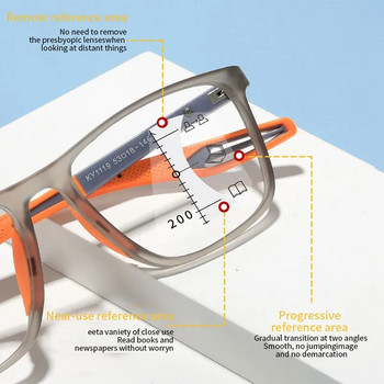 TR90 Анти-синя светлина Мултифокални очила за четене Мъже Жени Прогресивни близо далечни очила Ултралеки спортни далекогледни очила