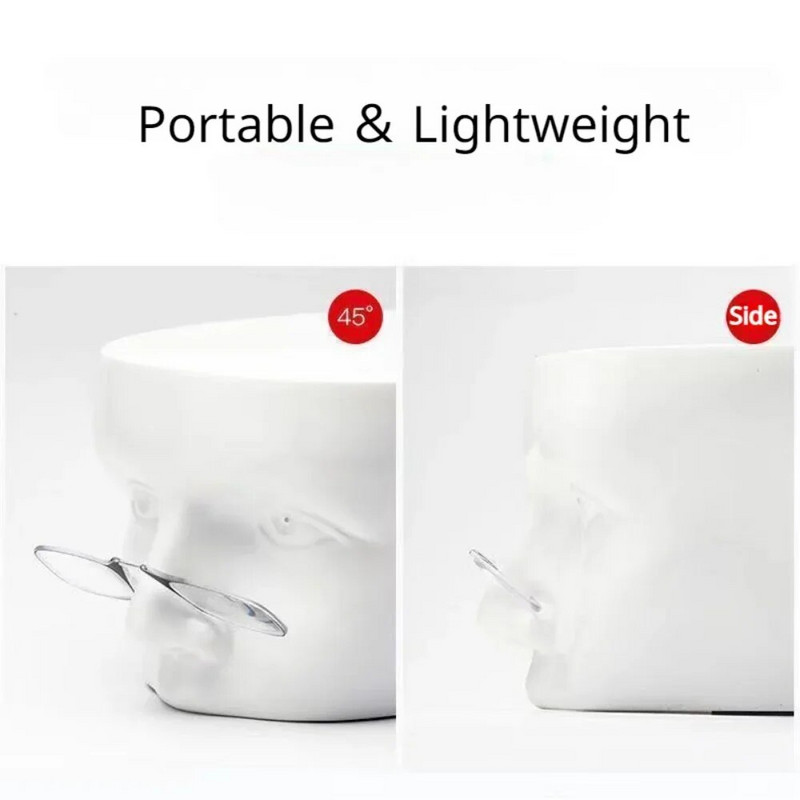 Ninale kinnitatavad lugemisprillid Kokkupandavad jalgadeta ülikerged võtmehoidja prillid Meeste Naiste Mini Kaasaskantavad Presbyoopia Prillid +1,0 kuni +3,0