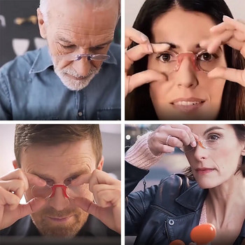 NONOR Силиконова щипка за нос, джобни очила за четене за мъже, жени Преносими TR кръгли очила за четене без рамка