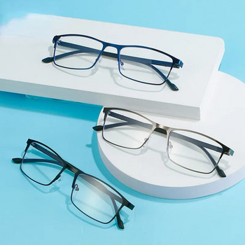 Очила за късогледство Мъжки очила за четене против синя светлина Дамски бизнес очила с пълна рамка от неръждаема стомана със степен 0 до -6.0