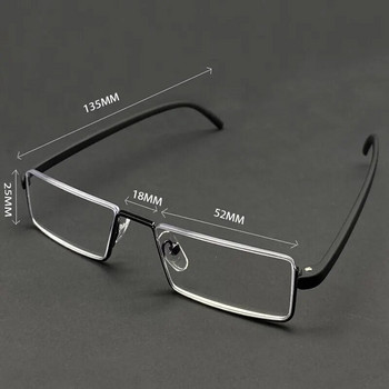 Метални очила за четене против синя светлина Мъжки диоптрични очила с половин рамка Мъжки очила с калъф +1,0 1,5 2,0 2,5 3,0 3,5 4,0