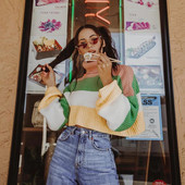 Női kötés, hosszú ujjú, bő, vágott, magas nyakú csíkos pulóver Őszi divat Oversize meleg Harajuku utcai ruhák