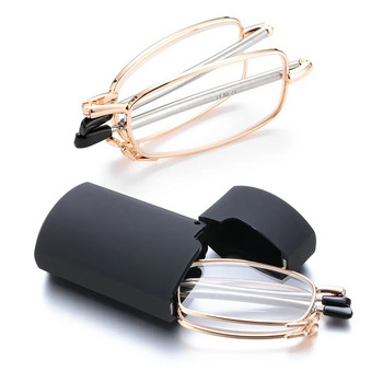 Горещи модни MINI Design очила за четене Мъже Жени Сгъваема малка рамка за очила Черни метални очила с оригинална кутия Преносими