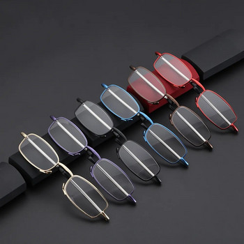 Горещи модни MINI Design очила за четене Мъже Жени Сгъваема малка рамка за очила Черни метални очила с оригинална кутия Преносими