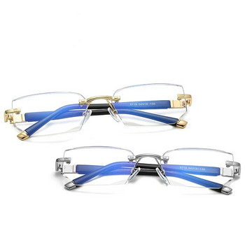 Нови модни дамски очила за четене, блокиращи синя светлина: диамантено изрязани ръбове, без рамки и HD качество! Мъжки очила