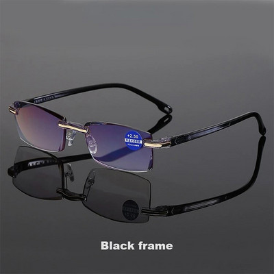 Jaunas modes zilu gaismu bloķējošas lasīšanas brilles sievietēm: dimanta griezuma malas, bez rāmja un HD kvalitāte! Vīriešu brilles