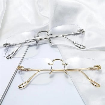 Fashion Rimless Γυαλιά Ανάγνωσης Ανδρικά Γυαλιά Πρεσβυωπίας Πολυτελείας Αντι Μπλε Γυαλιά που Μπλοκάρουν το Φως Εύκαμπτα Γυαλιά Οράσεως+4.0