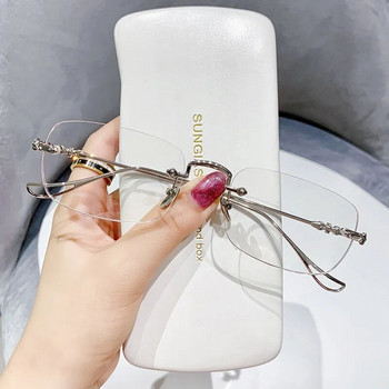 Fashion Rimless Γυαλιά Ανάγνωσης Ανδρικά Γυαλιά Πρεσβυωπίας Πολυτελείας Αντι Μπλε Γυαλιά που Μπλοκάρουν το Φως Εύκαμπτα Γυαλιά Οράσεως+4.0