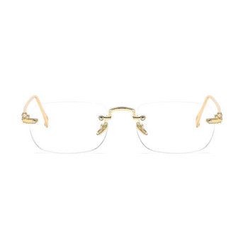 Модни мъжки очила за четене без рамки Луксозни очила за пресбиопия Антисинята светлина блокиращи очила Гъвкави очила без рамки+4.0