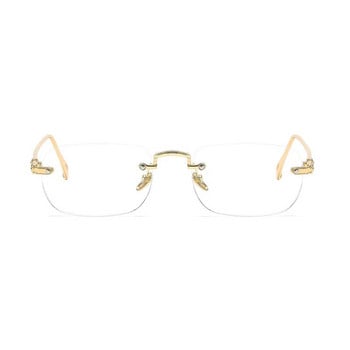 Fashion Rimless Γυαλιά Ανάγνωσης Ανδρικά Γυαλιά Πρεσβυωπίας Πολυτελείας Αντι Μπλε Γυαλιά που Μπλοκάρουν το Φως Εύκαμπτα Γυαλιά Οράσεως+4.0