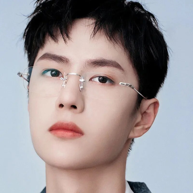 Divat keret nélküli olvasószemüvegek Férfi Luxus Presbyopic szemüvegek Anti kék fény blokkoló szemüvegek Rugalmas keret nélküli szemüvegek+4.0