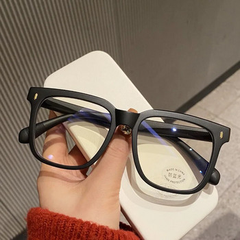 Винтидж очила с черна рамка, блокиращи синята светлина, Матирани очила с голяма рамка, кръгло лице, показващи тънкост за жени, против синя светлина