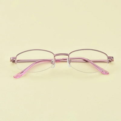 Női rózsaszín félkeretes elegáns olvasószemüvegek fém anya divatos olvasószemüvegek gyanta ultrakönnyű olvasószemüvegek