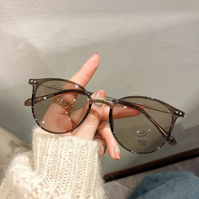 Zilu gaismu bloķējošas tuvredzības brilles sievietēm vīriešiem dators Lielizmēra, caurspīdīgas, apaļas tuvredzīgas brilles, mīnus dioptrijas no 0 līdz -6,0