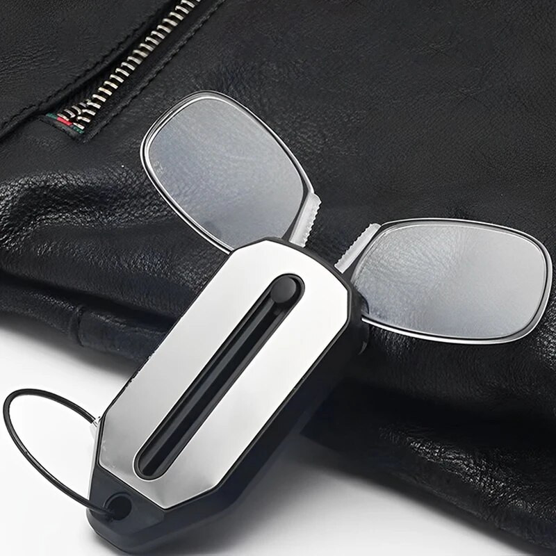 Γυαλιά ανάγνωσης με κλιπ μύτης Πτυσσόμενα γυαλιά υπερελαφρών μπρελόκ χωρίς πόδια Ανδρικά γυναικεία Μίνι φορητά γυαλιά πρεσβυωπίας +1,0 έως +3,0