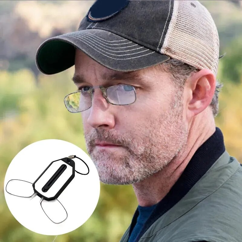 Γυαλιά ανάγνωσης με κλιπ μύτης Πτυσσόμενα γυαλιά υπερελαφρών μπρελόκ χωρίς πόδια Ανδρικά γυναικεία Μίνι φορητά γυαλιά πρεσβυωπίας +1,0 έως +3,0