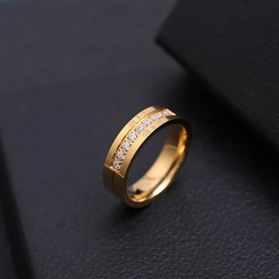 1 részes titán rozsdamentes acél arany ezüst tónusú bevonatú gyűrű férfi női strassz köbös cirkon szerelmes pár ujj ékszer ajándék