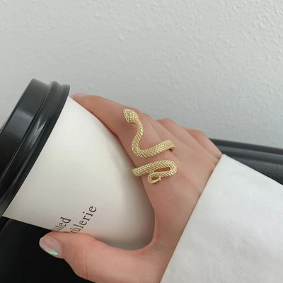 Čūskas gredzens kobras formas retro panks pārspīlēts gara gredzens atvērts gredzens ar temperamentu regulējams gredzens rotaslietas