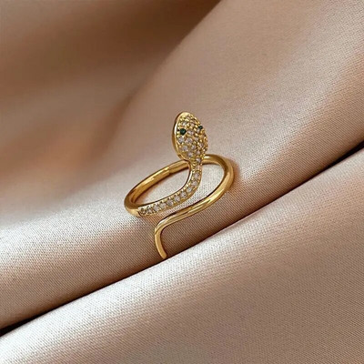 Čūskas gredzens kobras formas retro panks pārspīlēts gara gredzens atvērts gredzens ar temperamentu regulējams gredzens rotaslietas