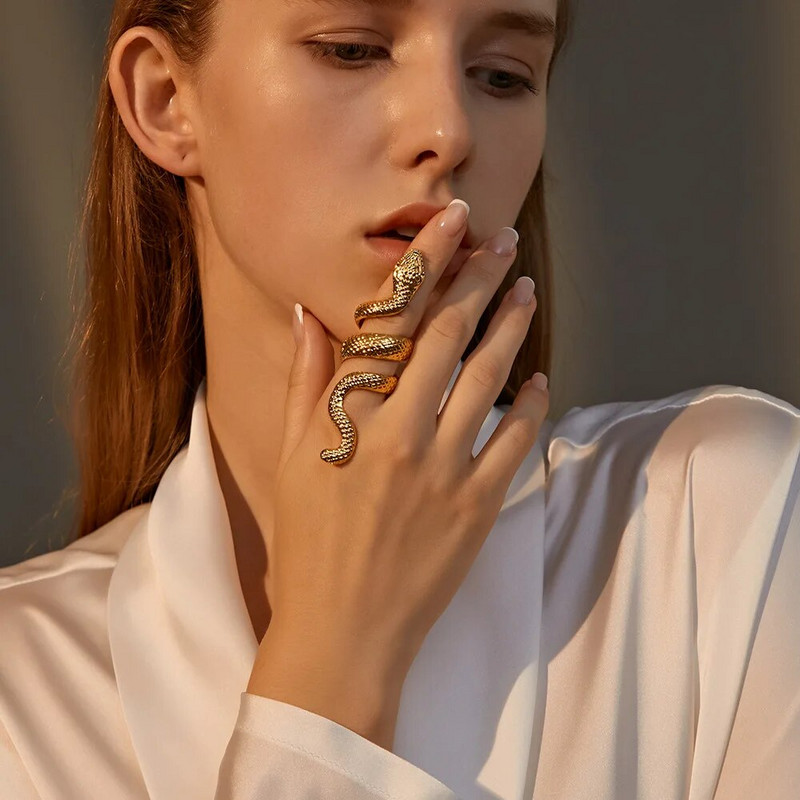 Čūskas gredzens kobras formas retro panks pārspīlēts gara gredzens atvērts gredzens ar temperamentu regulējams gredzens rotaslietas