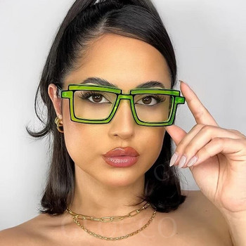 Модни неправилни квадратни зелени рамки за очила 2023 Луксозни дизайнерски неонови рамки за очила Унисекс очила за четене против синя светлина