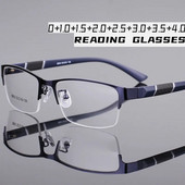 Ανδρικά επαγγελματικά γυαλιά ανάγνωσης με μισό πλαίσιο σχεδίασης μόδας γραφείου Presbyopia Γυαλιά οράσεως HD TR90 Anti-Blue Light Diopter