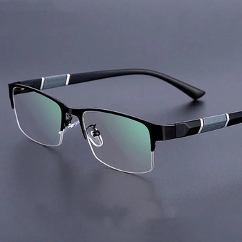 Мъжки бизнес очила за четене с половин рамка Моден дизайн Офис очила за пресбиопия HD TR90 Очила с диоптри против синя светлина
