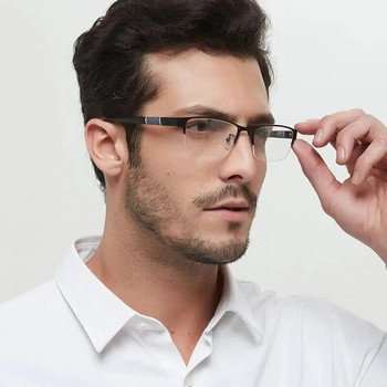 Мъжки бизнес очила за четене с половин рамка Моден дизайн Офис очила за пресбиопия HD TR90 Очила с диоптри против синя светлина