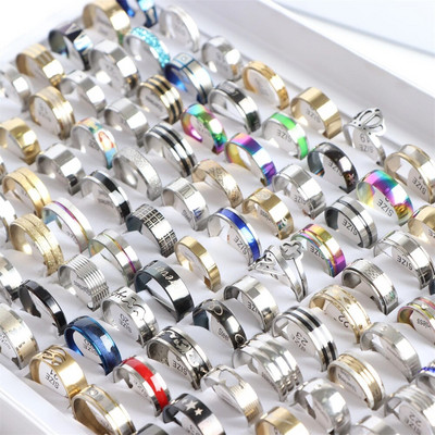 10/20 gab./partija Modes maisījuma stila dobi svītru panku tapas nerūsējošā tērauda gredzeni rotaslietas sievietēm vīriešu ballītēm modernu dāvanu vairumtirdzniecība