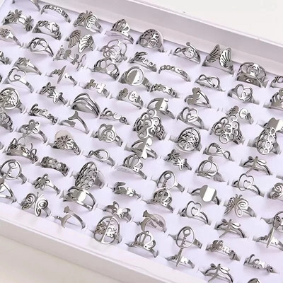 10/20 gab./partija Modes maisījuma stila dobi svītru panku tapas nerūsējošā tērauda gredzeni rotaslietas sievietēm vīriešu ballītēm modernu dāvanu vairumtirdzniecība