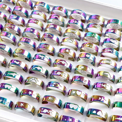 10/20 gab./partija Modes maisījuma stila dobi svītru panku tapas nerūsējošā tērauda gredzeni rotaslietas sievietēm vīriešu ballītēm modernu dāvanu vairumtirdzniecība