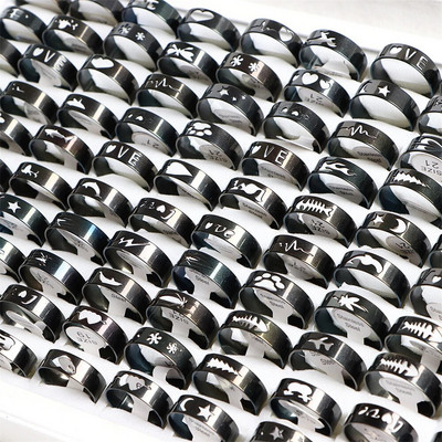 10/20 gab./partija Modes maisījuma stila dobi svītru panku tapas nerūsējošā tērauda gredzeni rotaslietas sievietēm vīriešu ballītēm modernu dāvanu vairumtirdzniecība