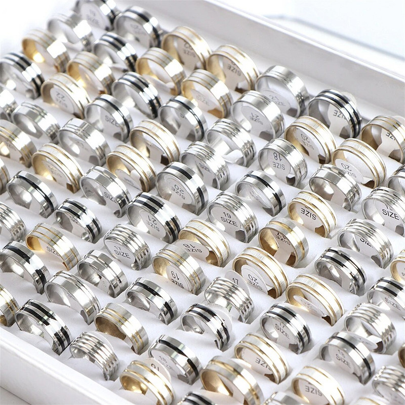 10/20 gab./partija Modes maisījuma stila dobi svītru panku tapas nerūsējošā tērauda gredzeni rotaslietas sievietēm vīriešu ballītēm modernu dāvanu vairumtirdzniecība