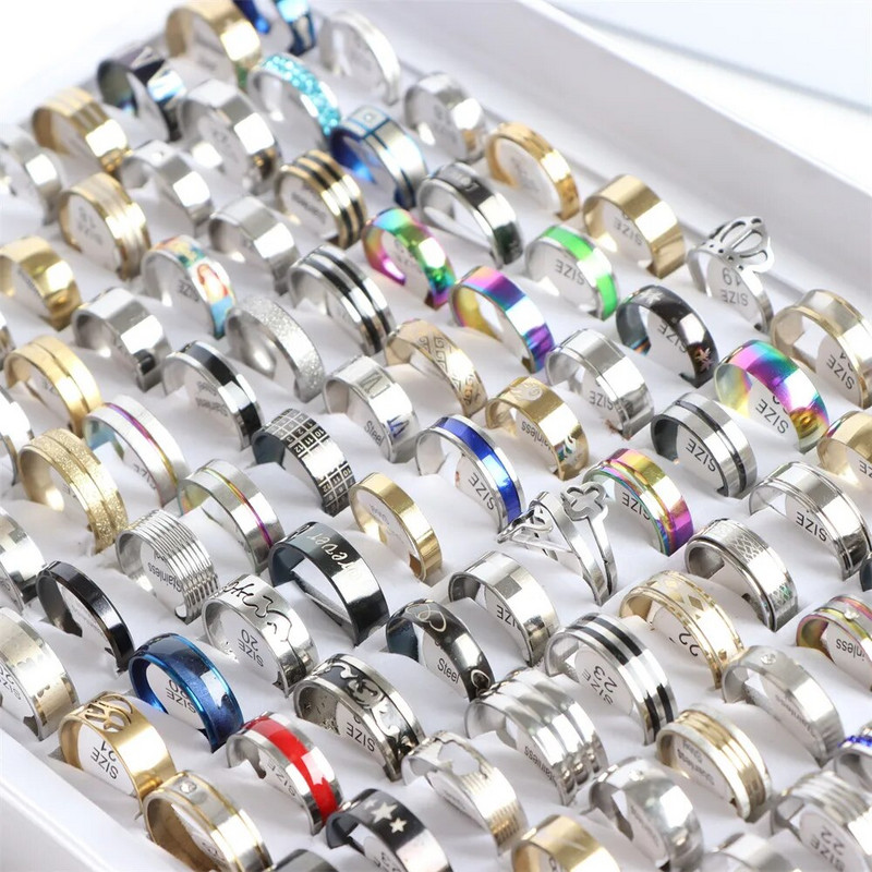 10/20 gab./partija Modes maisījuma stila dobi svītru panku tapas nerūsējošā tērauda gredzeni rotaslietas sievietēm vīriešu ballītēm modernu dāvanu vairumtirdzniecība