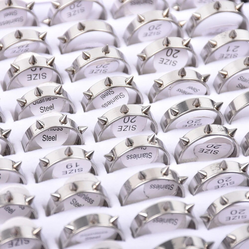 10/20 gab./partija Modes maisījuma stila dobi svītru panku tapas nerūsējošā tērauda gredzeni rotaslietas sievietēm vīriešu ballītēm modernu dāvanu vairumtirdzniecība
