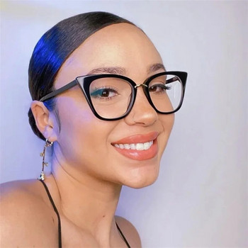Нова модна прозрачна рамка за очила Жени Мъже Луксозна марка Anti Blue Light Compuer очила Ретро котешки очила за четене +3
