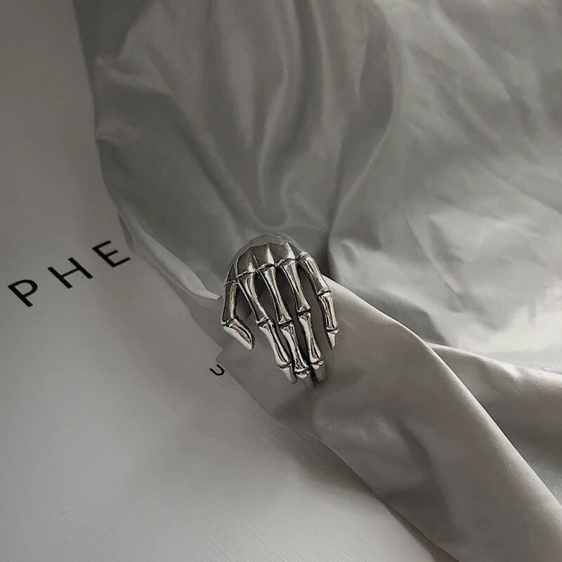 Trend Punk δαχτυλίδι με δυνατότητα αλλαγής μεγέθους για γυναίκες άντρες Κορίτσι Rock Vintage Creative Skeleton Hand Loop Gothic Finger Rings Δώρο κοσμήματα για πάρτι