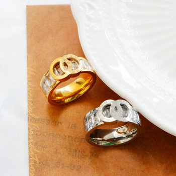 Πολυτελή γυαλιστερά κρυστάλλινα δαχτυλίδια με διπλό σταυρωτό κύκλο με ρωμαϊκούς αριθμούς δάχτυλα για γυναίκες Δώρο κοσμημάτων από ανοξείδωτο ατσάλι