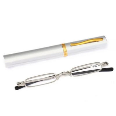 IENJOY Μικρά Γυαλιά Ανάγνωσης με Μεταλλική Θήκη Ανδρικά Γυναικεία Γυαλιά Ανάγνωσης Μίνι φορητό στυλό Πρεσβυωπικά γυαλιά 2.0 1.0 1.5 2.5