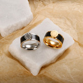 Moderns nerūsējošā tērauda apaļš romiešu cipars, krāsains emaljas gredzens sievietēm, meitene, pāris, apzeltīts gredzens, rotaslietas jauns