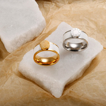Μοντέρνο δαχτυλίδι από ανοξείδωτο ατσάλι, στρογγυλό, ρωμαϊκό νούμερο, πολύχρωμο σμάλτο δαχτυλίδι για γυναίκες, ζευγάρι, επίχρυσο, κοσμήματα με δαχτυλίδι καινούργιο