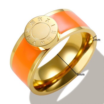Μοντέρνο δαχτυλίδι από ανοξείδωτο ατσάλι, στρογγυλό, ρωμαϊκό νούμερο, πολύχρωμο σμάλτο δαχτυλίδι για γυναίκες, ζευγάρι, επίχρυσο, κοσμήματα με δαχτυλίδι καινούργιο