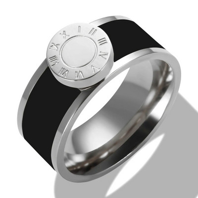 Moderns nerūsējošā tērauda apaļš romiešu cipars, krāsains emaljas gredzens sievietēm, meitene, pāris, apzeltīts gredzens, rotaslietas jauns