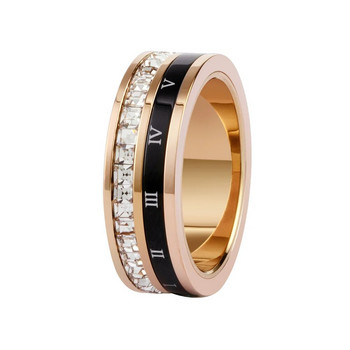 Δαχτυλίδι με διπλό δαχτυλίδι από τιτάνιο από ατσάλι από ακρυλικό κρύσταλλο με πολλές στρώσεις για γυναίκες Αξεσουάρ μόδας πολυτελείας κοσμήματος