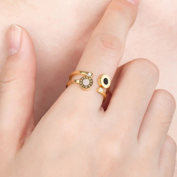 TYO Fashion Design Ρωμαϊκοί Αριθμοί Δαχτυλίδια από ανοξείδωτο ατσάλι κυβικά ζιρκονία για γυναίκες Ανδρικά αξεσουάρ κοσμήματα αρραβωνιαστικών κρυστάλλων