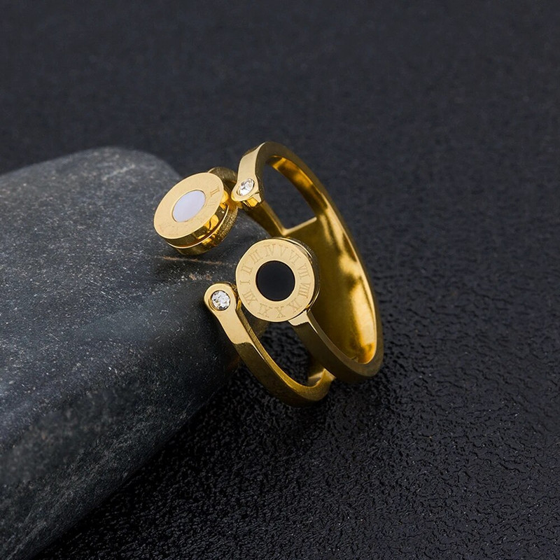 TYO Fashion Design Ρωμαϊκοί Αριθμοί Δαχτυλίδια από ανοξείδωτο ατσάλι κυβικά ζιρκονία για γυναίκες Ανδρικά αξεσουάρ κοσμήματα αρραβωνιαστικών κρυστάλλων