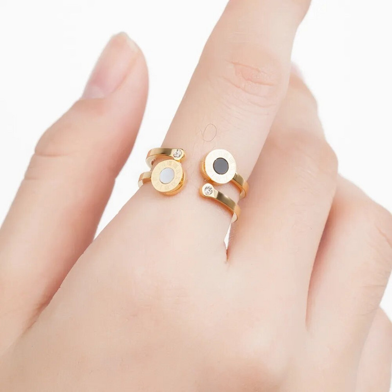 TYO Fashion Design Ρωμαϊκοί Αριθμοί Δαχτυλίδια από ανοξείδωτο ατσάλι κυβικά ζιρκονία για γυναίκες Ανδρικά αξεσουάρ κοσμήματα αρραβωνιαστικών κρυστάλλων