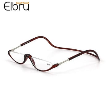 Elbru Folding Halter Neck Reading Glasses Men Women HD Fashion Half Frame Magnet Anti-fatigue Presbyopia Eyeglasses