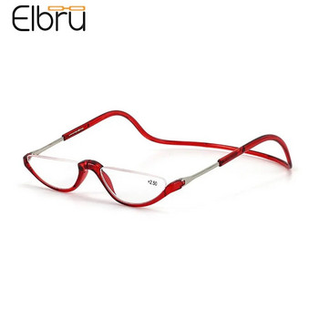 Elbru Πτυσσόμενα γυαλιά ανάγνωσης με λαιμόκοψη ανδρικά γυναικεία γυαλιά μαγνήτης HD Fashion Half Frame Γυαλιά οράσεως πρεσβυωπίας