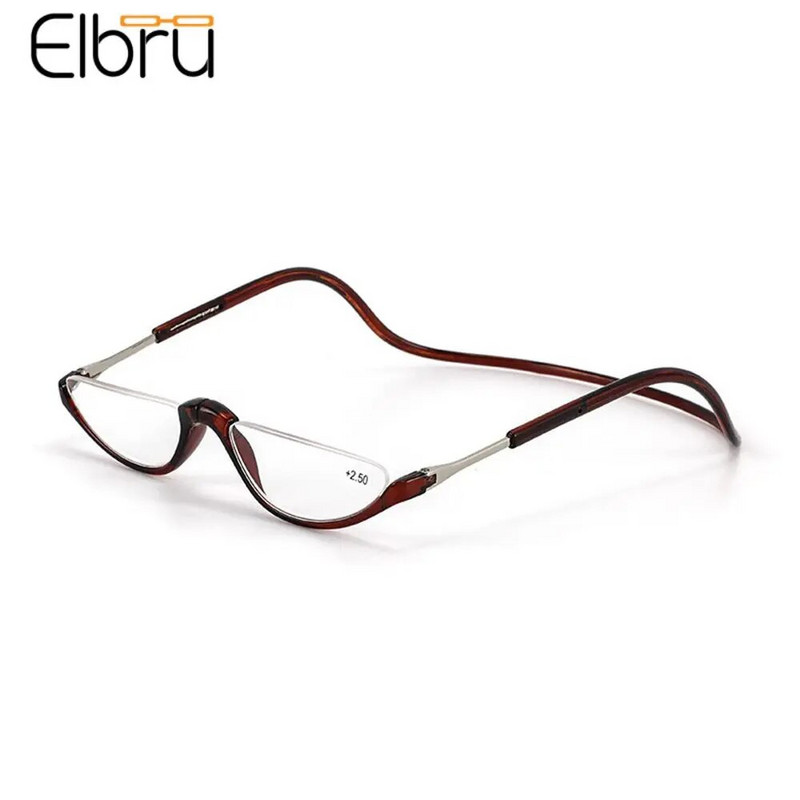 Elbru salokāmas pavadas kakla lasīšanas brilles vīriešiem sievietēm HD modes pusrāmja magnēts pret nogurumu Presbiofija Brilles